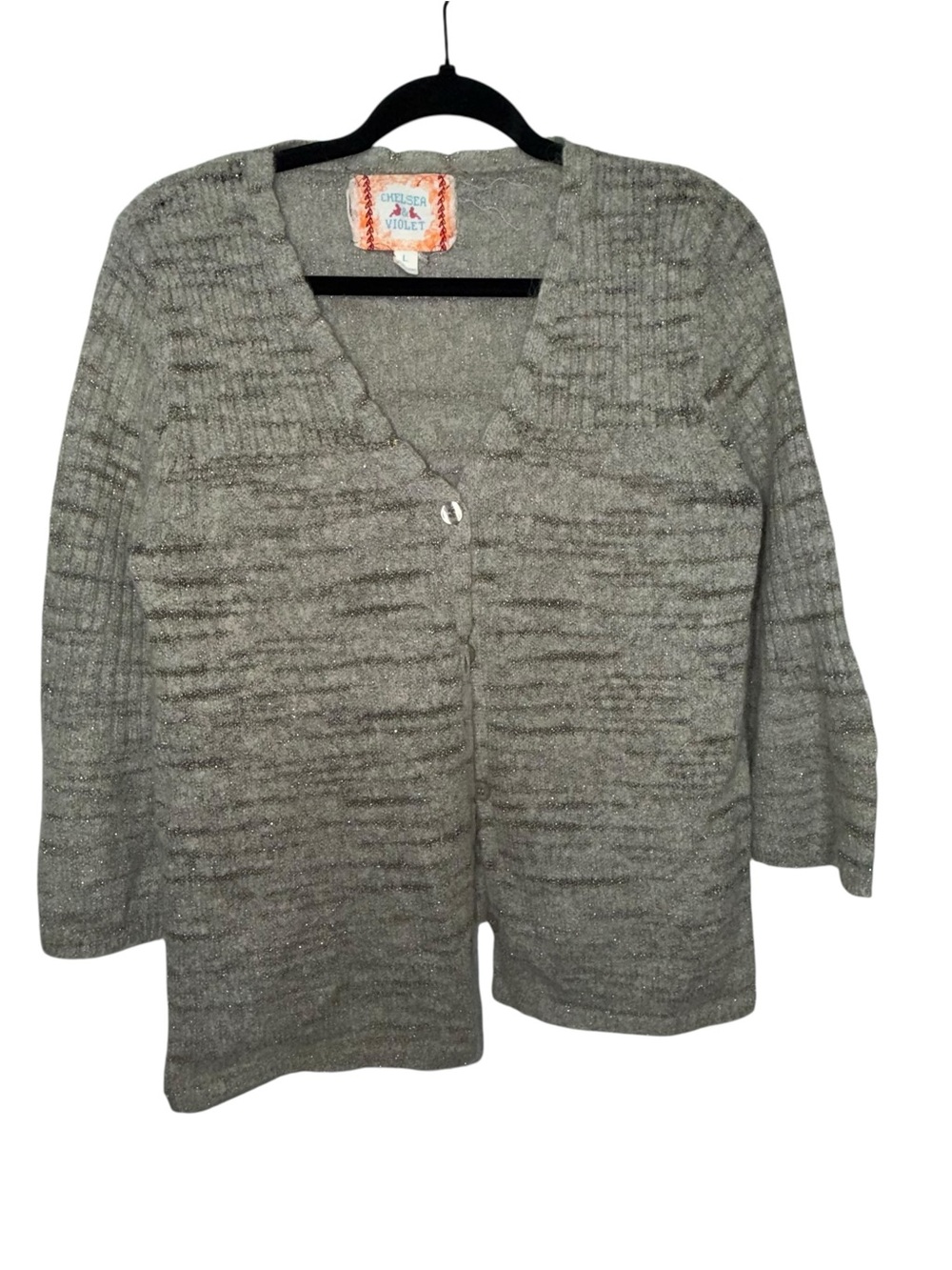 Chelsea & Violet Silver-Gray V-Neck Button Cardigan